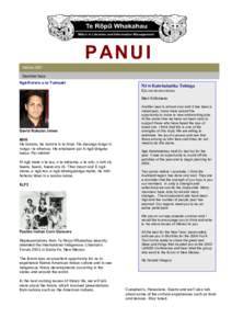 PANUI Hakihea 2003 December Issue Ngä Korero o te Tumuaki  Nä te Kaiwhakatika Tuhinga
