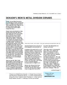 2008_09 In Depth:2008_09 In Depth.qxd:33 AM Page 1  Published by Donjon Marine Co., Inc. v Fall 2008 v Vol. 3, Issue 2 Donjon’s Iron & Metal DIvIsIon expanDs