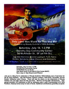 Rounder Records  Gray Panthers Benefit Sing Out: This Land Was Made for You and Me! Celebrating Woody Guthrie’s 100th Birthday