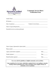 Community Service Hours Verification Form