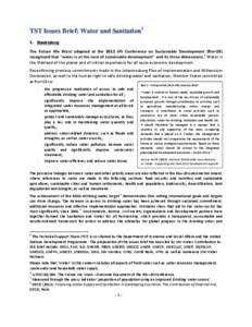 Millennium Development Goals / Water management / Public health / Sanitation / Sewerage / Drinking water / Water resources / Water supply / Sustainable Sanitation Alliance / Water / Hygiene / Health