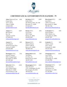 CERTIFIED LOCAL GOVERNMENTS IN ILLINOIS - 79 Alton Historical Com. Greg Caffey 101 E. 3rd St. Alton, IL3801