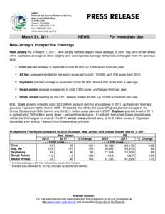 USDA, National Agricultural Statistics Service, New Jersey Field Office P.O. Box 330 Trenton, NJ[removed]Phone: [removed]