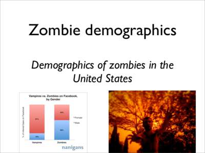Zombie demographics Demographics of zombies in the United States Demographics • Zombies are an infrequently studied