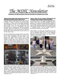 Vol. 5, No. 3 Summer 2007 The MSHC Newsletter Published by the Maywood Station Historical Committee for its Members and Friends