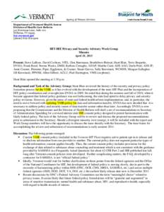 Agency of Human Services Department of Vermont Health Access Division of Health Care Reform 312 Hurricane Lane, Suite 201 Williston, VT[removed]hcr.vermont.gov