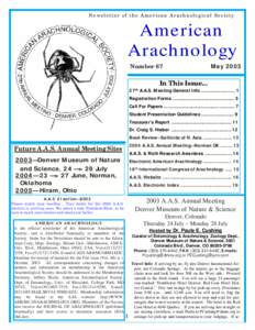 Newsletter of the American Arachnological Society  American Arachnology May 2003