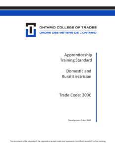 Apprenticeship Training Standard Domestic and Rural Electrician  Trade Code: 309C