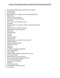 Common Household Sources of Volatile Organic Compounds (VOCs)  • • • •