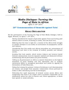    	
   Media Dialogue: Turning the Page of Hate in Africa