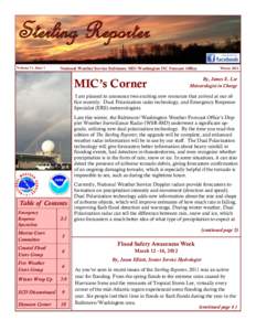 Sterling Reporter Volume 11, Issue 1 National Weather Service Baltimore MD/Washington DC Forecast Office  MIC’s Corner