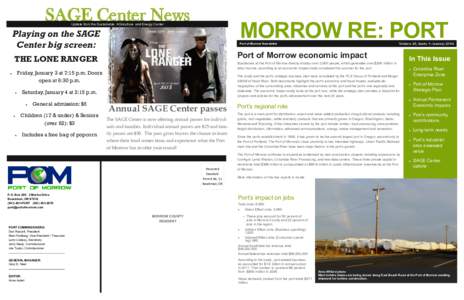 SAGE Center News  MORROW RE: PORT Update from the Sustainable AGriculture and Energy Center