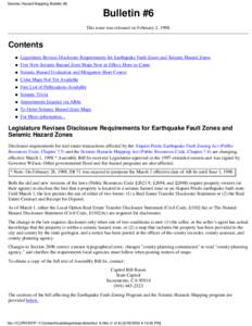 Seismic Hazard Mapping Bulletin #6  Bulletin #6 This issue was released on February 2, [removed]Contents