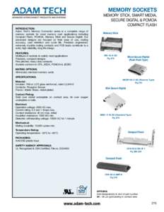 Memory sockets  memory stick, smart media, secure digital & PCMCIA compact flash