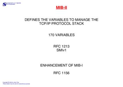 Internet Management Protocols - MIB-II