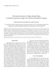 Limnological ReviewThe): 21-30 of high-altitude lakes in selected mountain ranges hydrochemistry  21