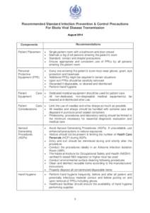 Infectious diseases / Hygiene / Epidemiology / Public health / Health care / Infection control / Isolation / Ebola virus disease / Hand washing / Disinfectant / Transmission-based precautions / Prevention of viral hemorrhagic fever