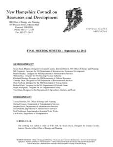 NH Office of Energy and Planning 107 Pleasant Street, Johnson Hall Concord, NH[removed]Phone: [removed]Fax: [removed]
