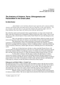 3.7 (Fleckner) 55th Pugwash Conference Hiroshima, JapanJuly 2005 The Anatomy of Violence: Terror, Ethnogenesis and Factionalism in the Great Lakes