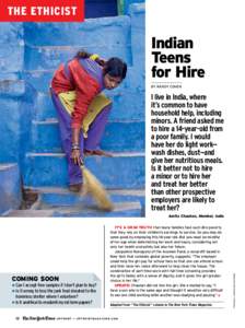THE ETHICIST  Indian Teens for Hire By Randy cohen
