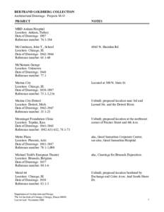 BERTRAND GOLDBERG COLLECTION Architectural Drawings: Projects M-O PROJECT NOTES