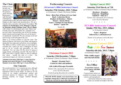 The Choir  Forthcoming Concerts Feltham Choral Society was