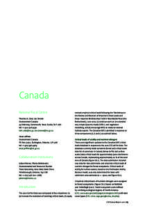 Canada National Focal Centre Thomas A. Clair, Ian Dennis Environment Canada 45 Alderney, Dartmouth, Nova Scotia, B2Y 2N6 tel: +