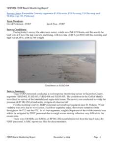 [removed]FDEP Beach Monitoring Report Survey Area: Escambia County segments FLES2-002, FLES2-003, FLES2-004 and FLES1-035 (Ft. Pickens) Team Members: David Perkinson - FDEP