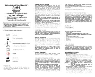 BLOOD GROUPING REAGENT  Anti-s ALBAsera  ®