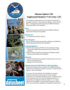 Okeanos Explorer CTD Supplemental Datasheet #1 for Cruise[removed]This Supplement provides data that can be analyzed using techniques developed in the lesson, “Tools for Classroom Explorers – How to Use CTD Data” to 