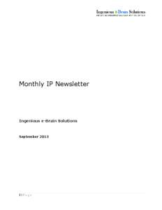 Monthly IP Newsletter  Ingenious e-Brain Solutions September 2013