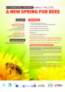 3rd INTERNATIONAL CONFERENCE  MARCH 31 - APRIL 2, 2014 A NEW SPRING FOR BEES PROGRAM