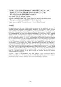 The Enterprise Interoperability Center - An Institutional Framework Facilitating Enterprise Interoperability