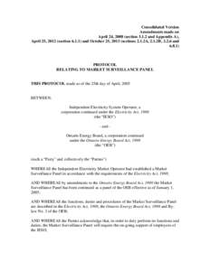 Consolidated Version Amendments made on April 24, 2008 (section[removed]and Appendix A), April 25, 2012 (section[removed]and October 25, 2013 (sections 2.1.2A, 2.1.2B, 2.2.6 and 6.8.1)