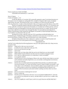 Southern Campaign American Revolution Pension Statements & Rosters Pension Application of John Hall S5482 Transcribed and annotated by C. Leon Harris State of Virginia } County of Culpeper } S.S.