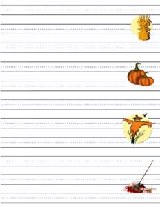 Half Spaced Lined Paper - Fall Theme