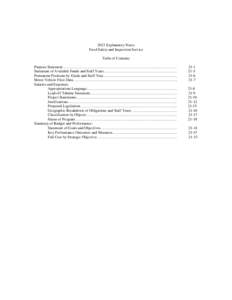 2013 Explanatory Notes  Food Safety and Inspection Service Table of Contents