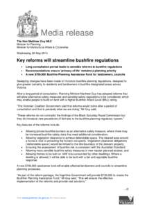 Media release The Hon Matthew Guy MLC Minister for Planning Minister for Multicultural Affairs & Citizenship Wednesday 28 May 2014