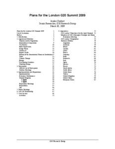 Plans for the London G20 Summit 2009 Jenilee Guebert Senior Researcher, G20 Research Group March 30, 2009 Plans for the London G20 Summit[removed]