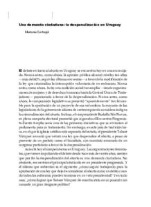 116  aborto: el derecho a decidir Una demanda ciudadana: la despenalización en Uruguay Mariana Carbajal