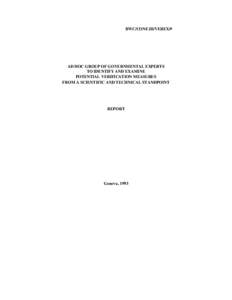 BWC/CONF.III/VEREX/9  AD HOC GROUP OF GOVERNMENTAL EXPERTS TO IDENTIFY AND EXAMINE POTENTIAL VERIFICATION MEASURES FROM A SCIENTIFIC AND TECHNICAL STANDPOINT