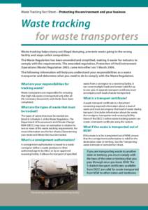 Waste tracking fact sheet: Waste tracking for waste transporters