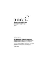 Budget Paper No. 4: Agency Resourcing - Preliminaries