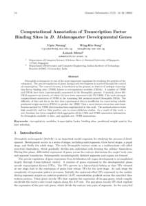 Genome Informatics 17(2): 14–Computational Annotation of Transcription Factor Binding Sites in D. Melanogaster Developmental Genes