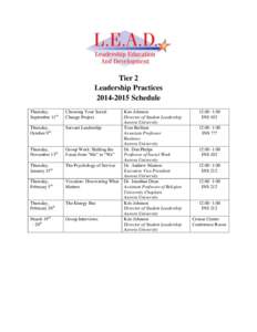 Tier 2 Leadership Practices[removed]Schedule Thursday, September 11th