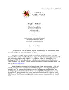 Testimony_Ways and Means_11_0906J.wpd  Douglas J. Besharov School of Public Policy University of Maryland[removed]