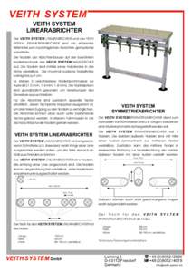 VEITH SYSTEM VEITH SYSTEM LINEARABRICHTER Der VEITH SYSTEM LINEARABRICHTER und der VEITH SYSTEM SYMMETRIEABRICHTER sind ein effizientes Hilfsmittel zum nachträglichen Abrichten gemusterter