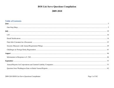 BOS List Serve Questions CompilationTable of Contents June ......................................................................................................................................................