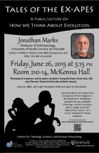 Jonathan Marks  Professor of Anthropology, University of North Carolina at Charlotte Author of What it Means to be 98% Chimpanzee and Why I Am Not a Scientist.