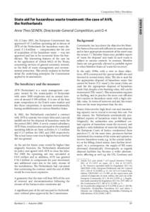 Competition Policy Newsletter  STATE AID State aid for hazardous waste treatment: the case of AVR, the Netherlands